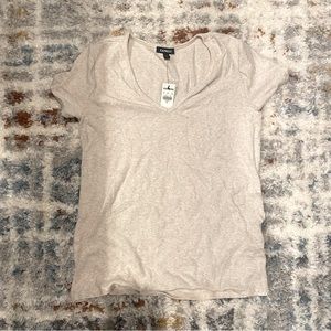 NWT Express Women’s Ribbed T-Shirt, Heathered Beige